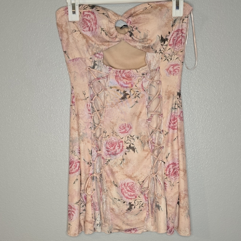 Chic Asymmetrical Pink and Cream Dress